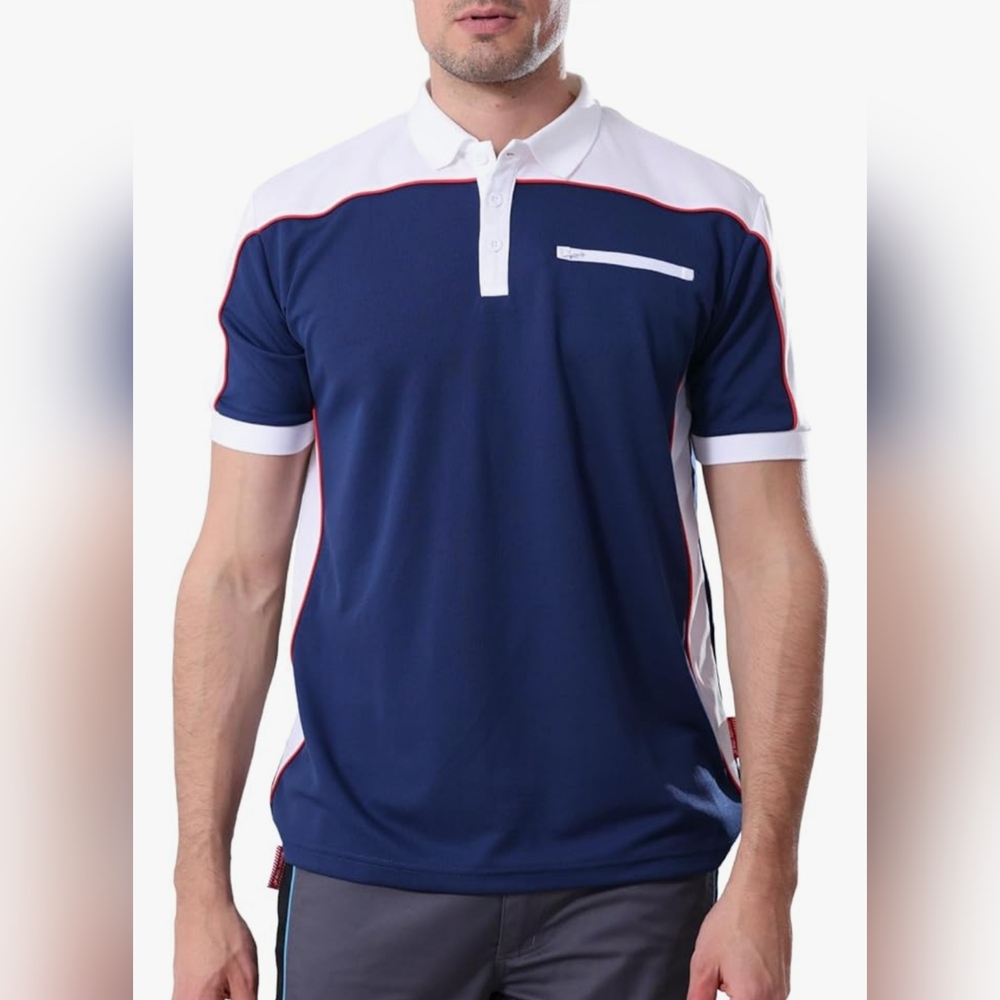 Classic Navy and White Polo Shirt - Picture 2 of 4